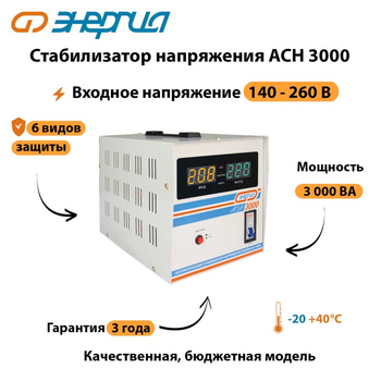 Однофазный стабилизатор напряжения Энергия АСН 3000 - Стабилизаторы напряжения - Бытовые стабилизаторы напряжения для квартиры - Для холодильника - Магазин стабилизаторов напряжения Ток-Про